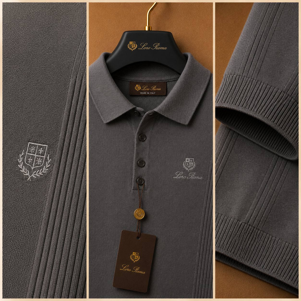 LORO PIANA SIDE PANEL KNIT POLO