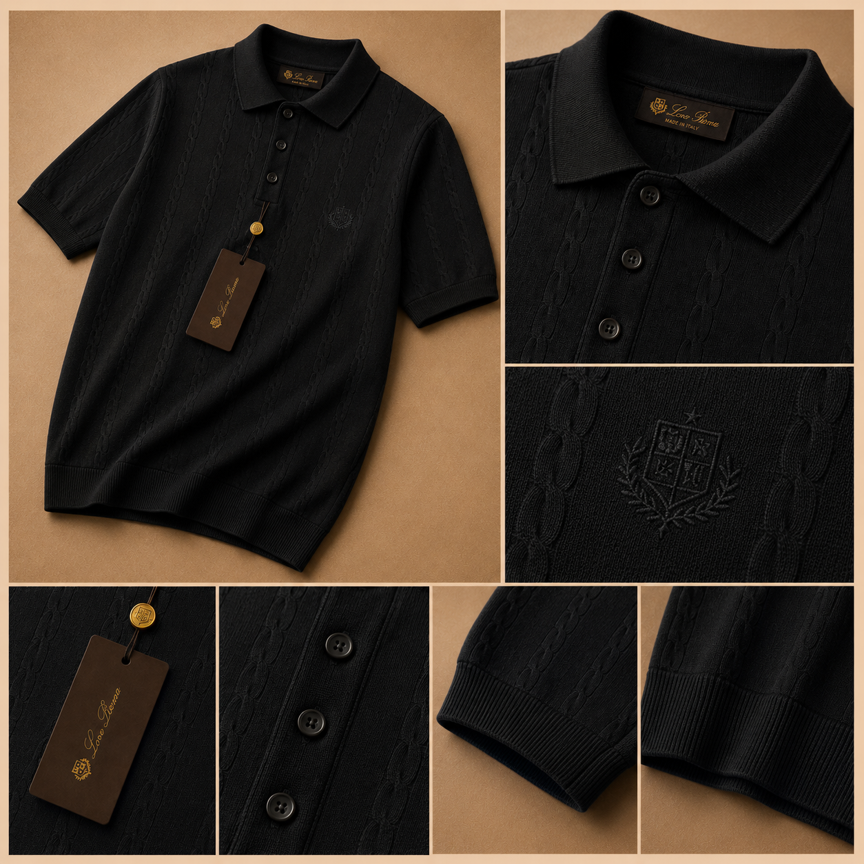LORO PIANA CABLE KNIT POLOS