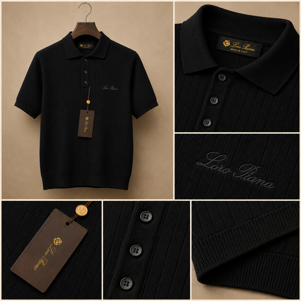 LORO PIANA RIBBED KNIT POLOS