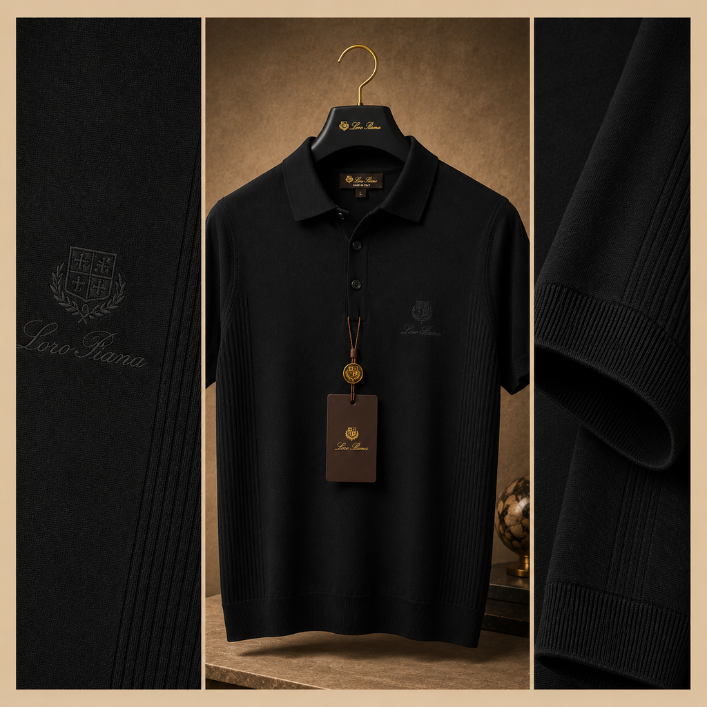 LORO PIANA SIDE PANEL KNIT POLO
