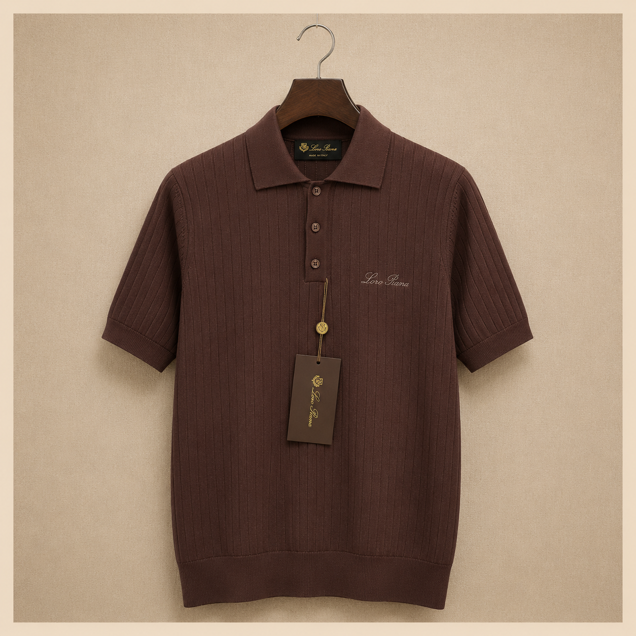 LORO PIANA RIBBED KNIT POLOS
