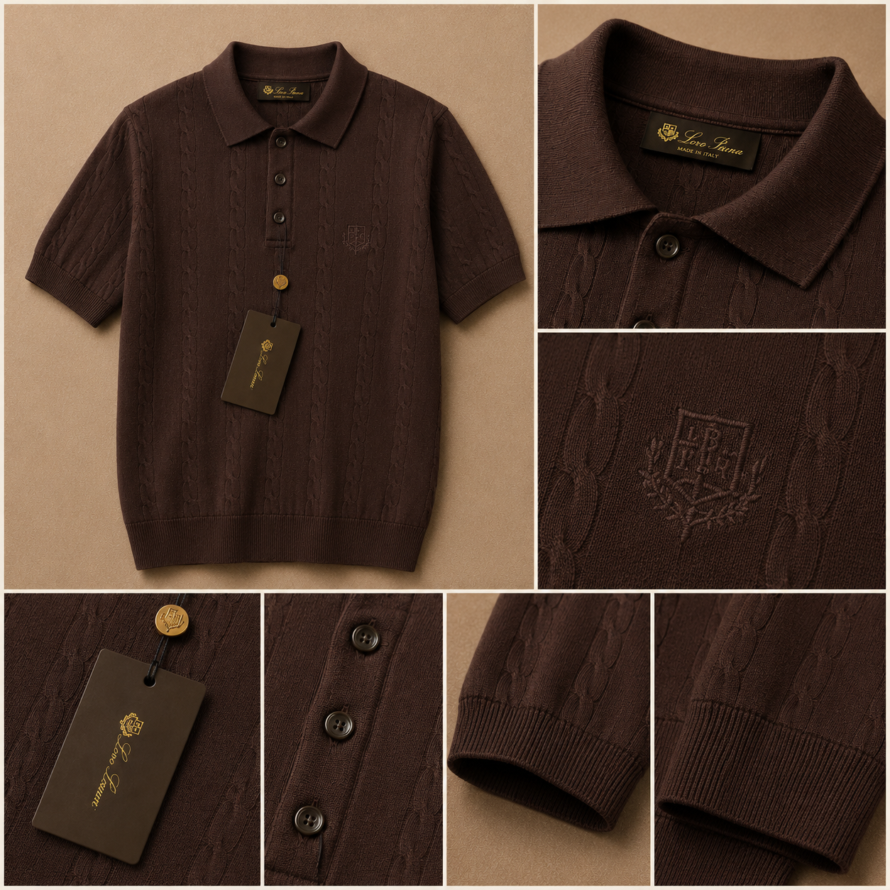 LORO PIANA CABLE KNIT POLOS