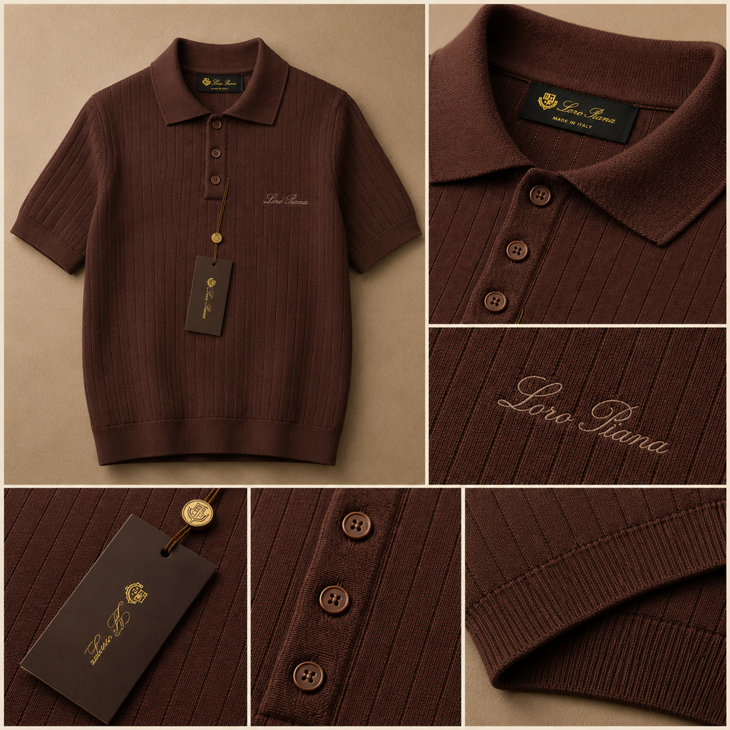 LORO PIANA RIBBED KNIT POLOS