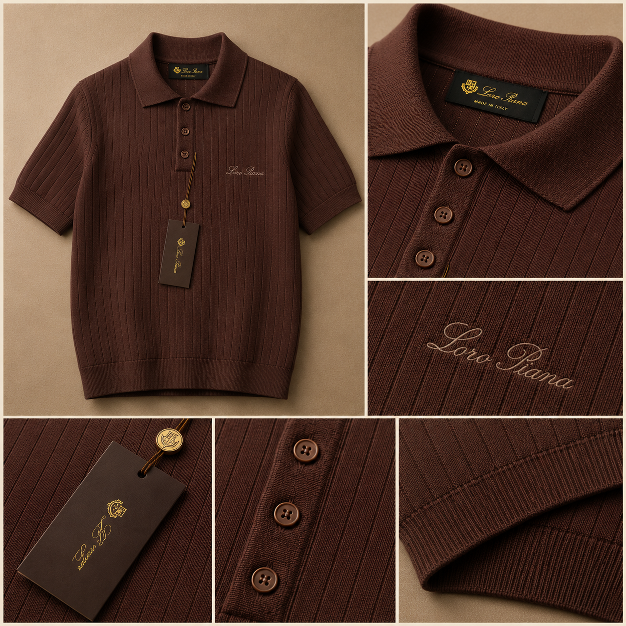 LORO PIANA RIBBED KNIT POLOS