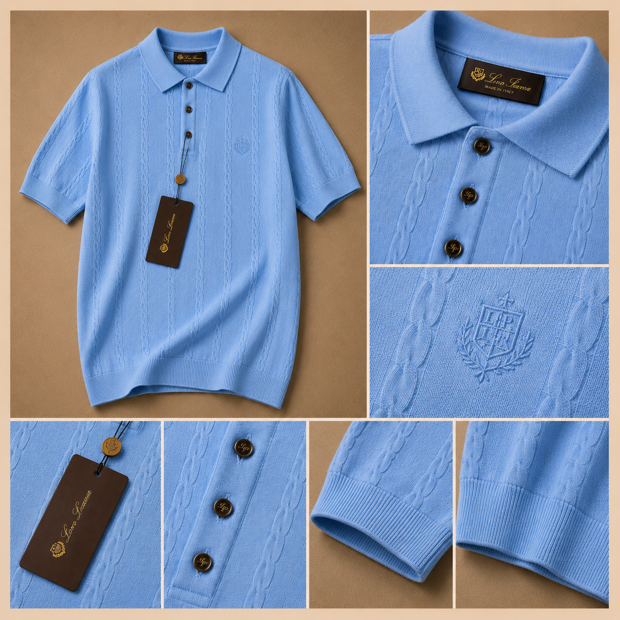LORO PIANA CABLE KNIT POLOS