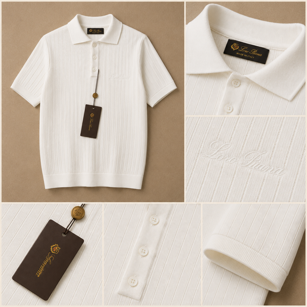 LORO PIANA RIBBED KNIT POLOS