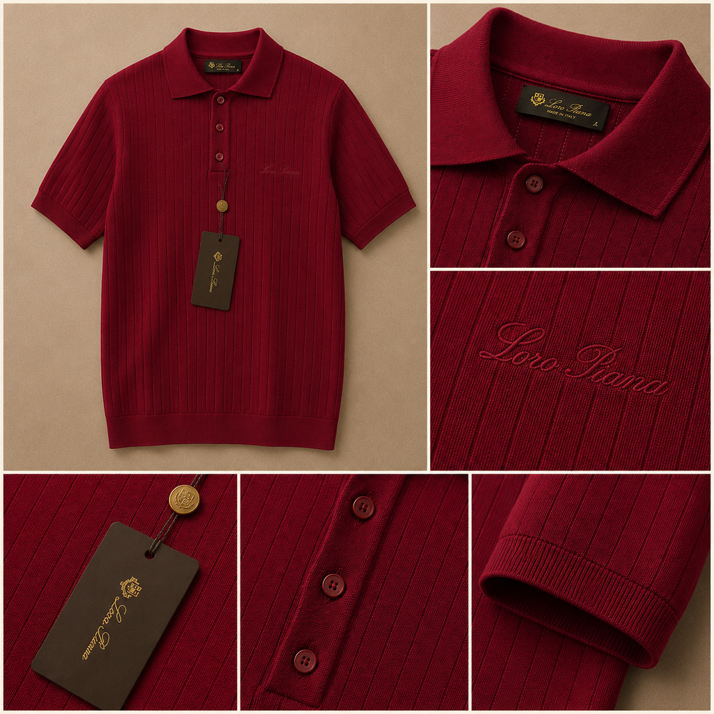LORO PIANA RIBBED KNIT POLOS