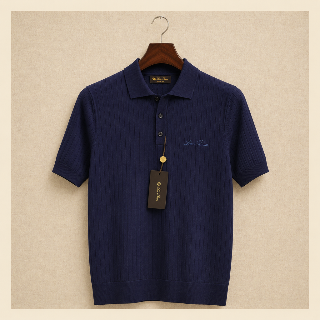 LORO PIANA RIBBED KNIT POLOS