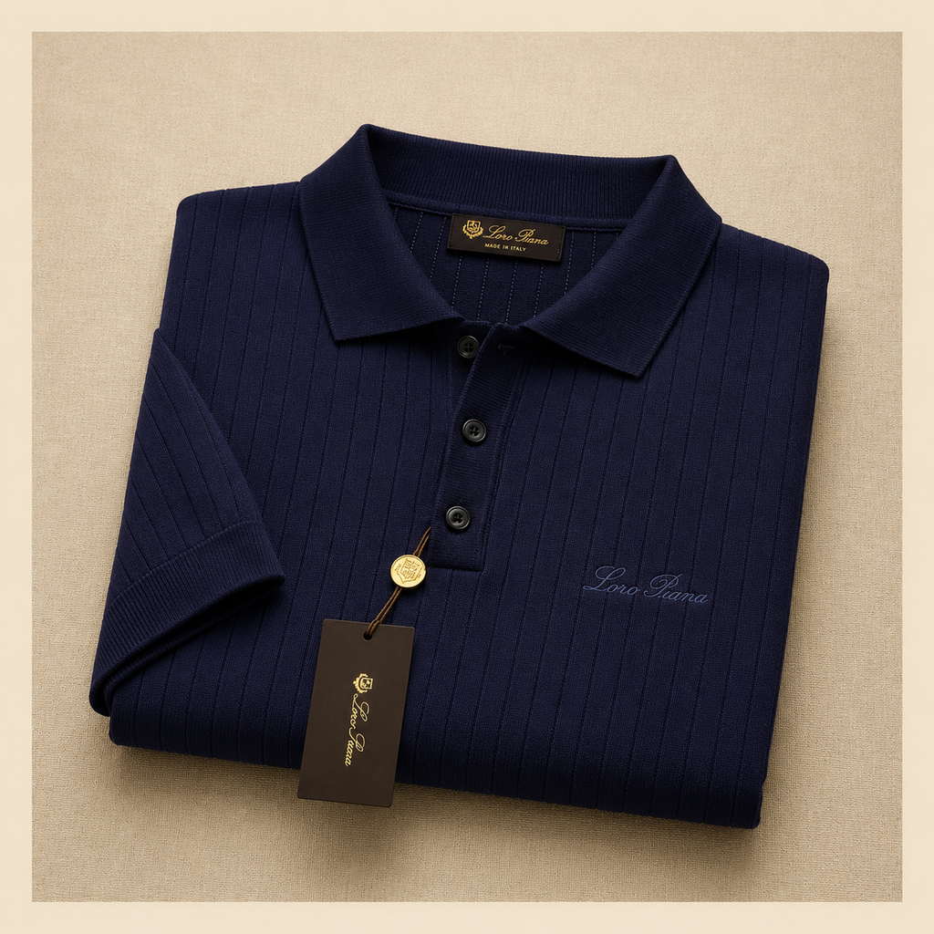 LORO PIANA RIBBED KNIT POLOS