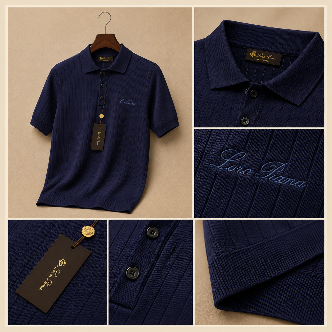 LORO PIANA RIBBED KNIT POLOS
