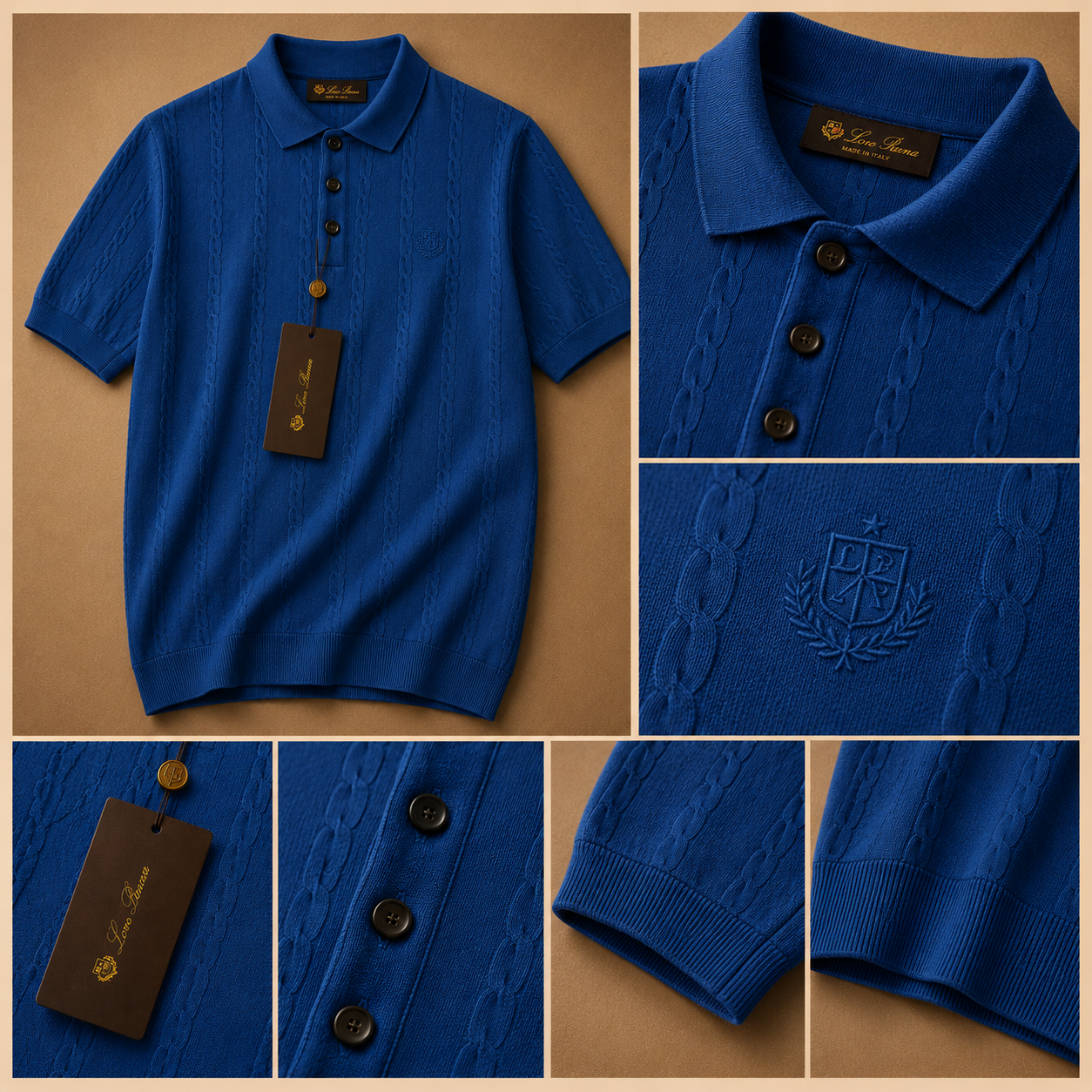 LORO PIANA CABLE KNIT POLOS