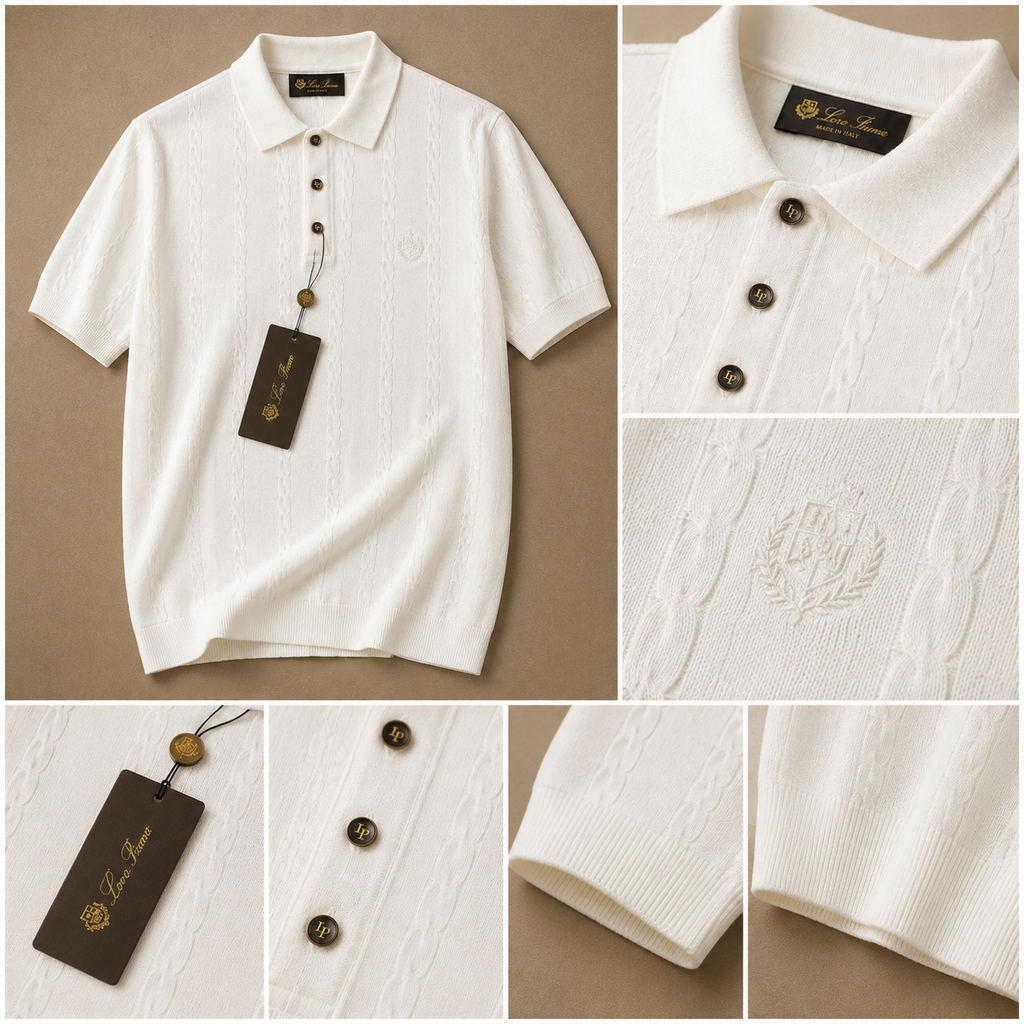 LORO PIANA CABLE KNIT POLOS