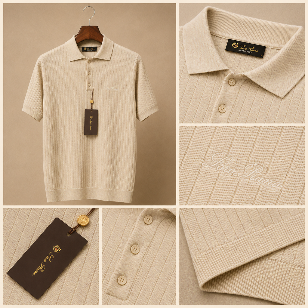 LORO PIANA RIBBED KNIT POLOS